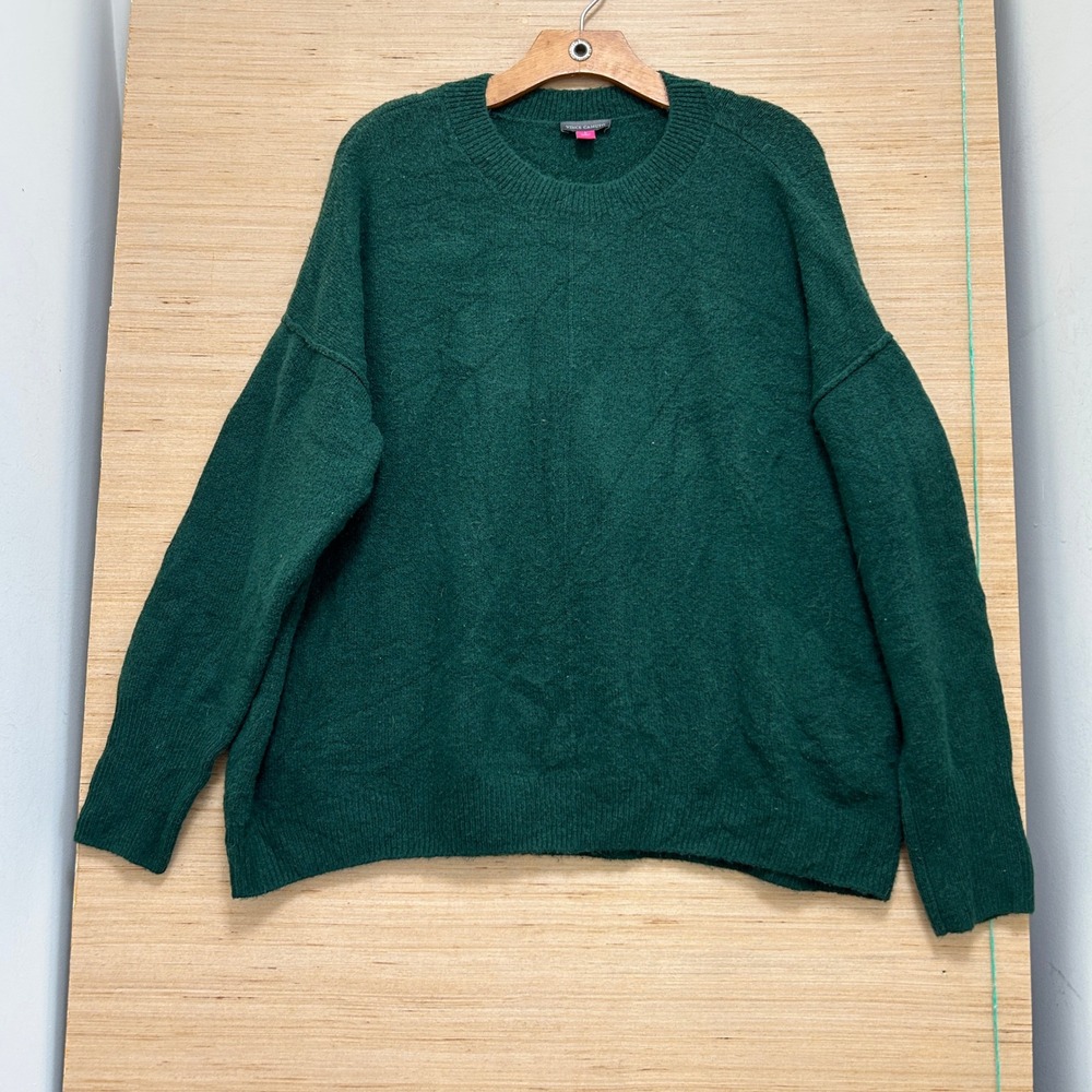 Vince Camuto Forest‎ Green Crew Neck Dropped Shoulder Knit Sweater Mens Large
